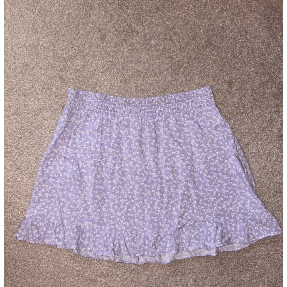 Rewind Women's Lavender Floral Ruffle Mini Skirt Size Large Boho Cottagecore